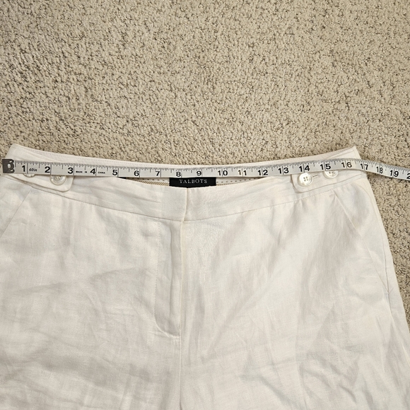 Talbots Linen White Windsor Curvy Pants Slacks Size 10 Lined Pockets Coastal - Picture 2 of 8